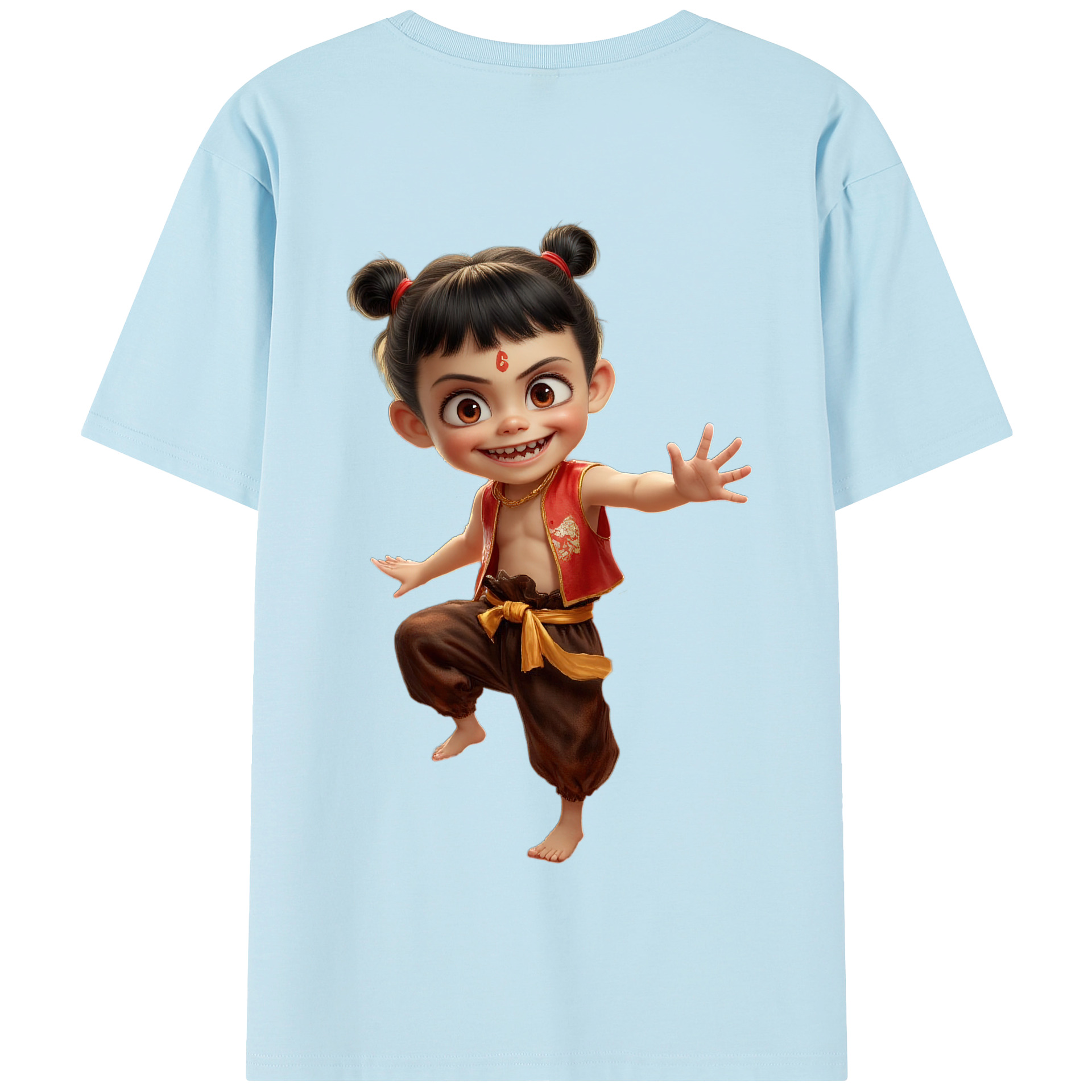 （画像用） Ne Zha 2 ナタ 魔童の大暴れ 綿100％半袖Tシャツ（背面プリント）